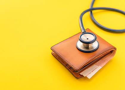 Wallet and stethoscope